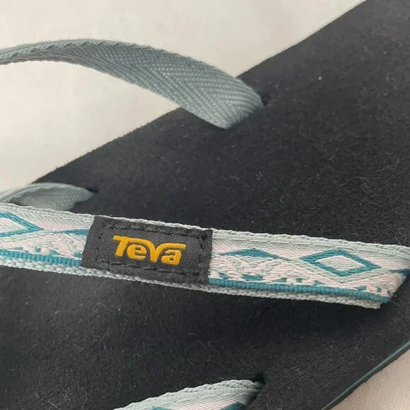 TEVA Blue/White Strappy Thong Flip Flop Sandal - Picture 8 of 9